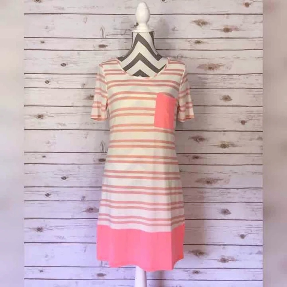 Bo-Bel-Cream & Pink Striped dress w/lining-Sz Med. NWT